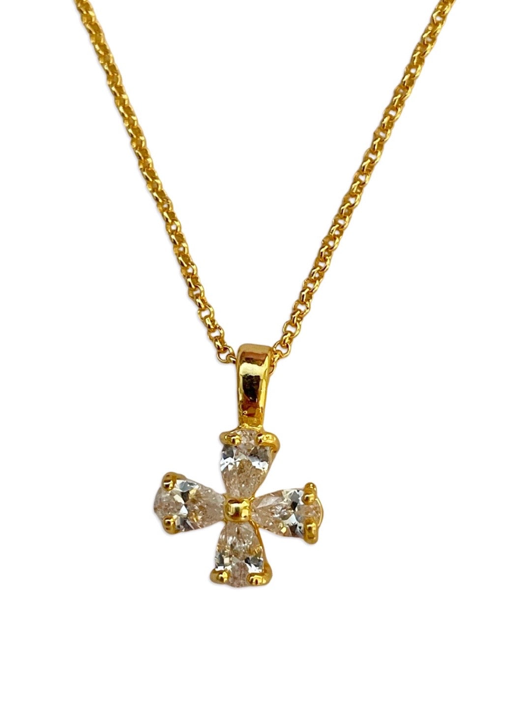 Solitaire American Diamond Flower Pendant Necklace