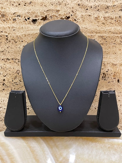 Solitaire Blue Evil Eye Pendant Necklace