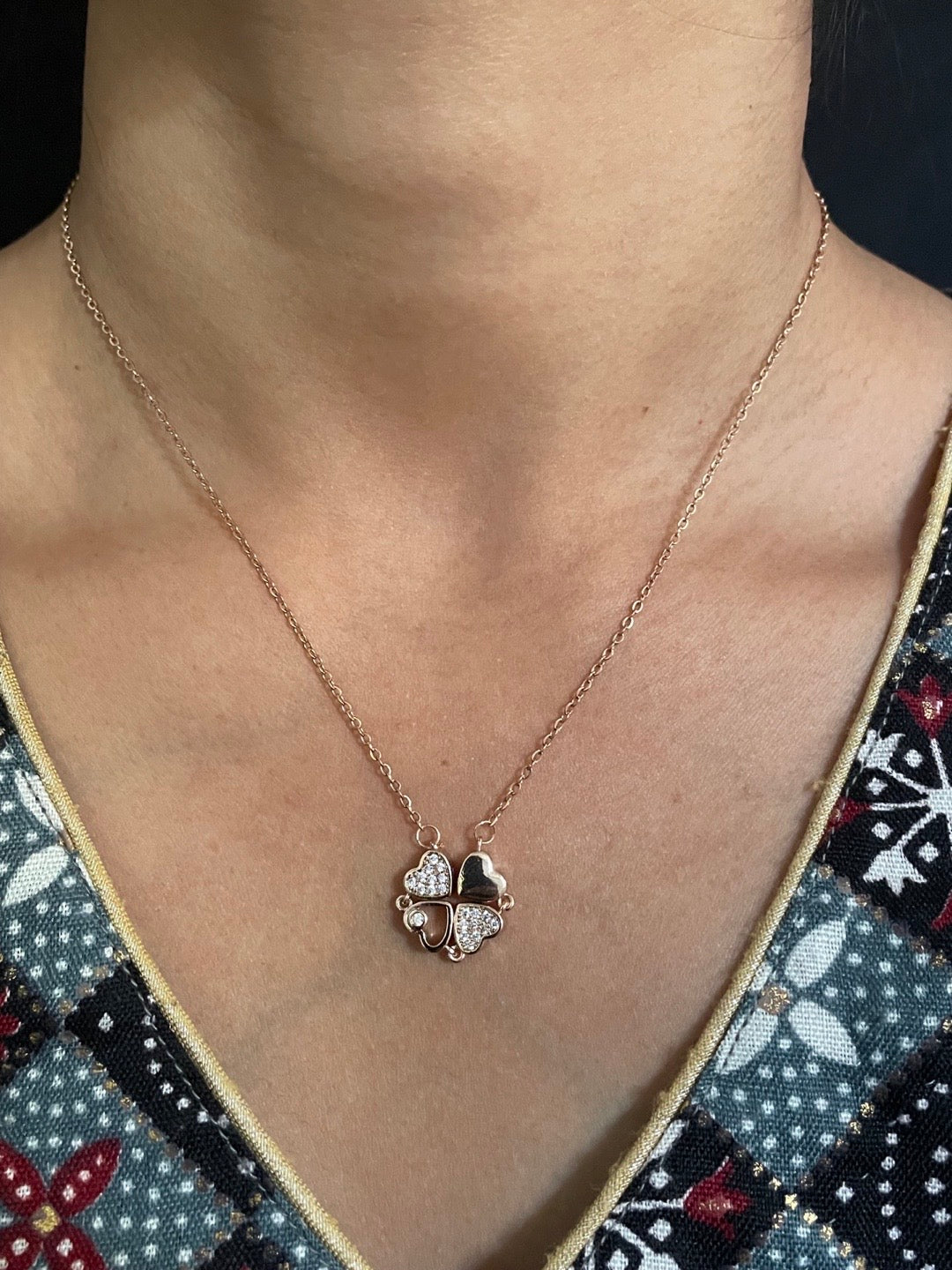 (Wear it 2 ways) Reversible Rose Gold Heart Necklace