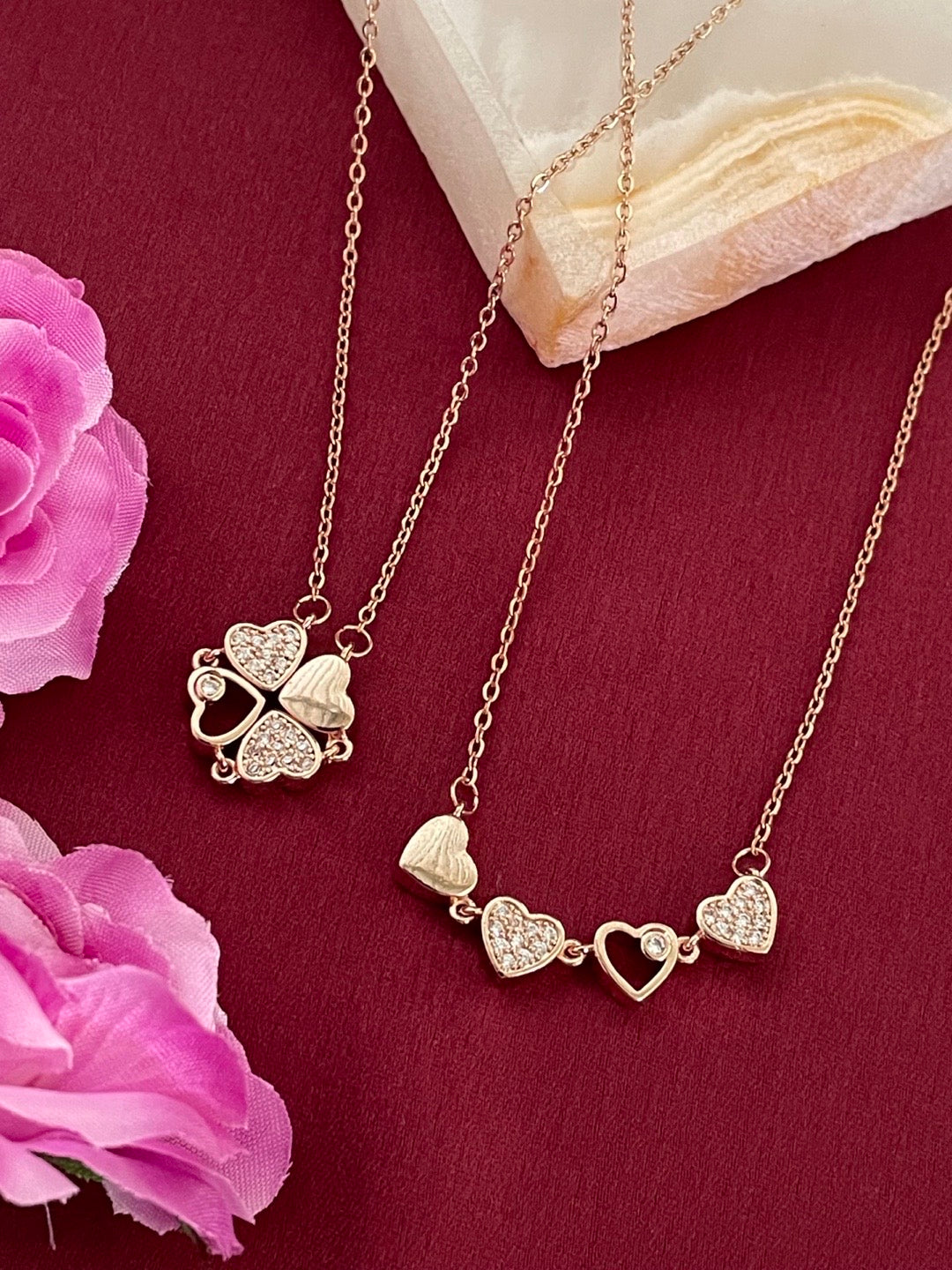 (Wear it 2 ways) Reversible Rose Gold Heart Necklace