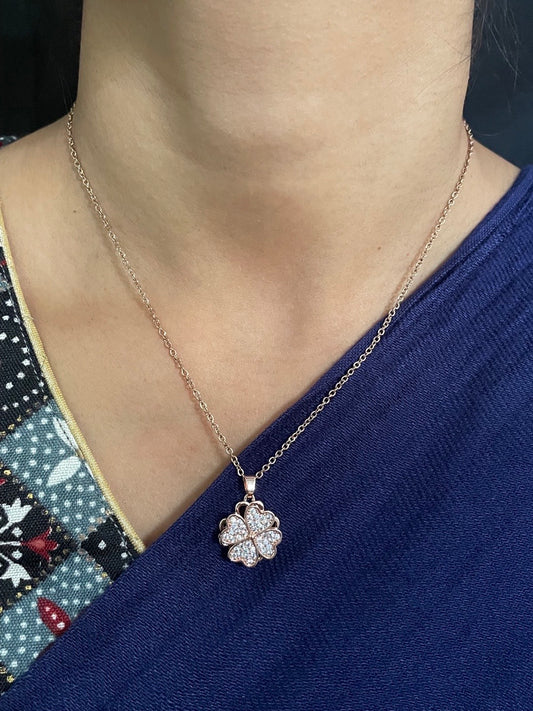 (Wear it 2 ways) Reversible Rose Gold Heart Necklace