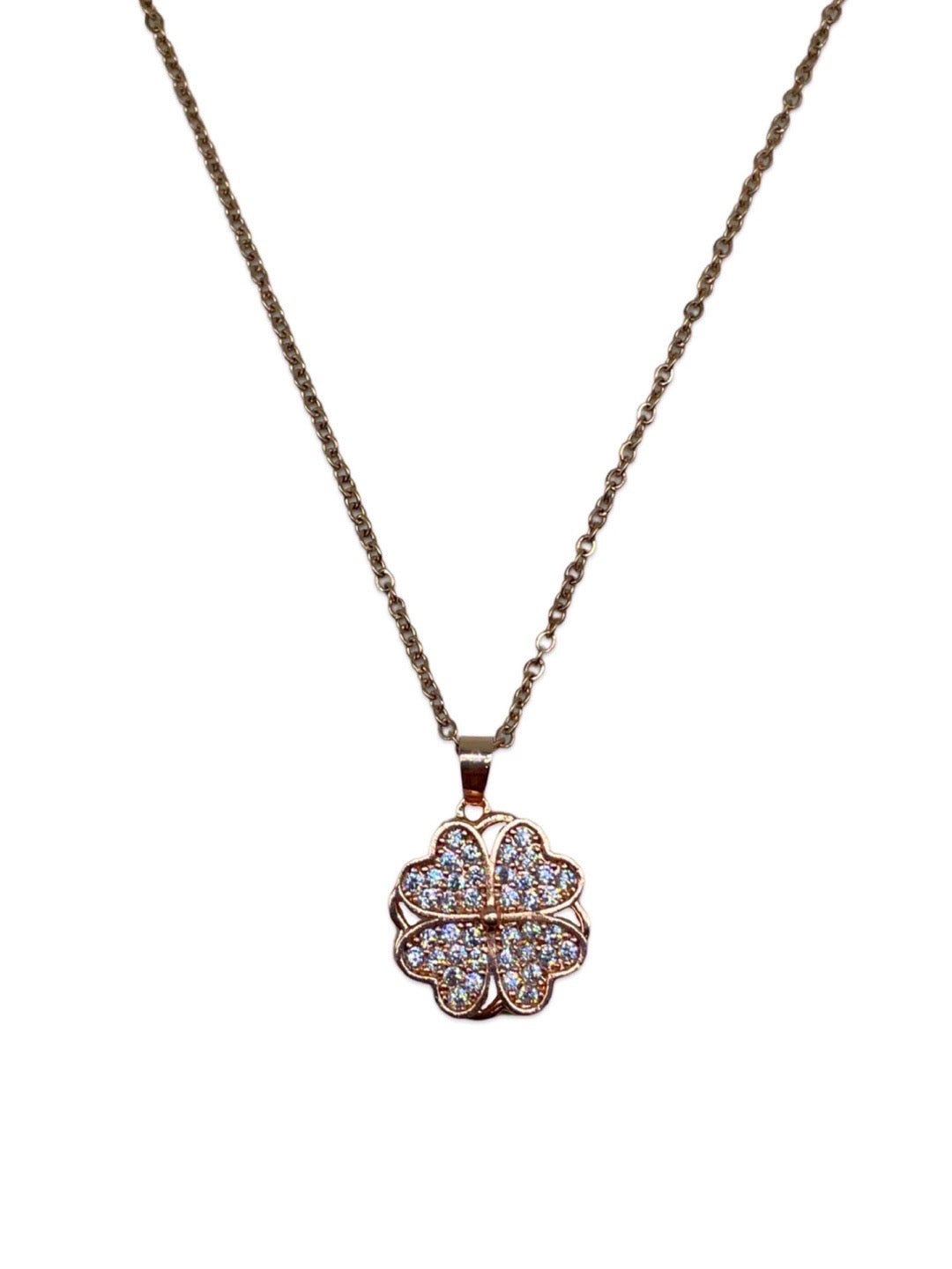 Rose Gold AD Heart Shape Short Necklace