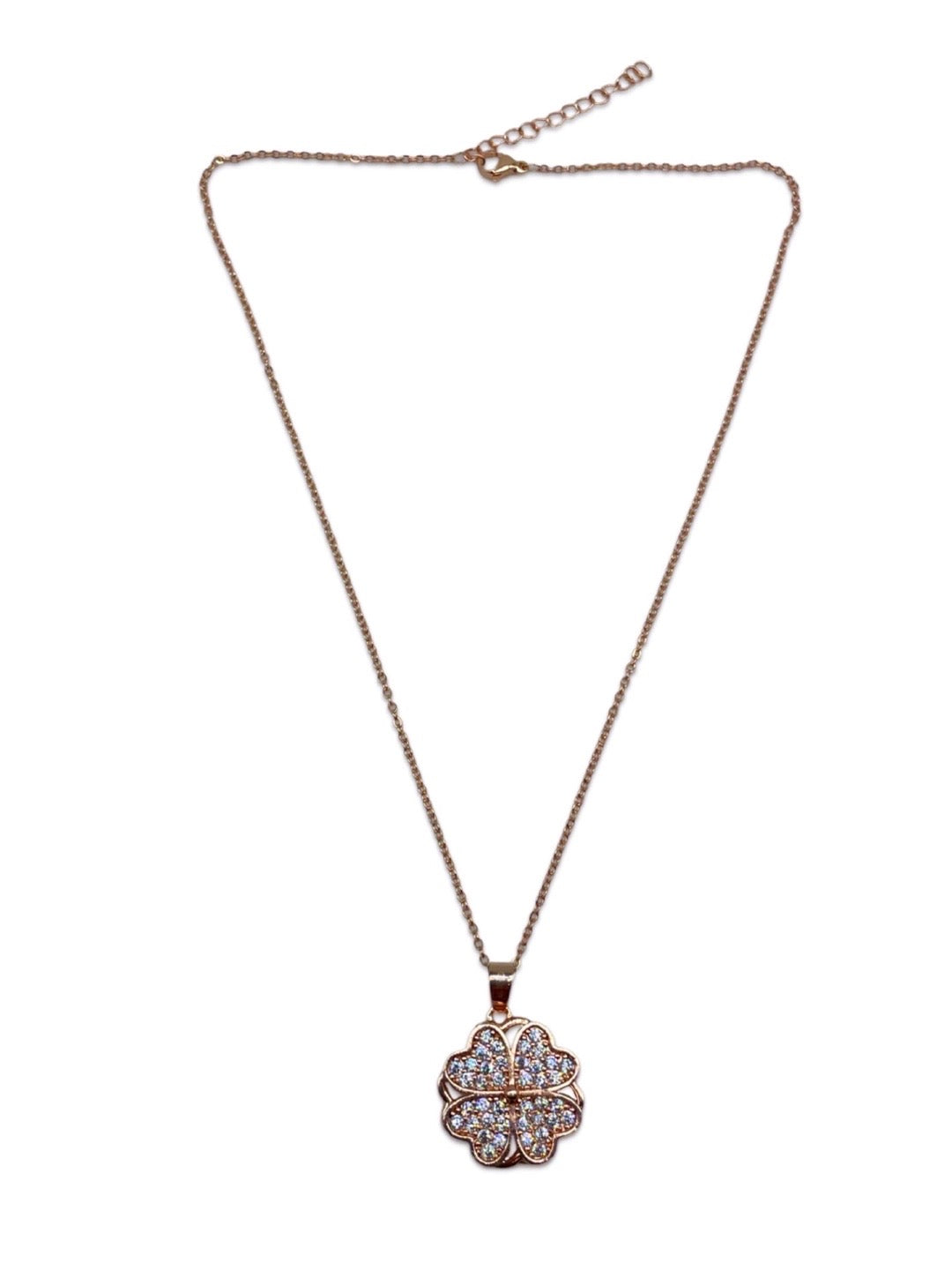 Rose Gold AD Heart Shape Short Necklace