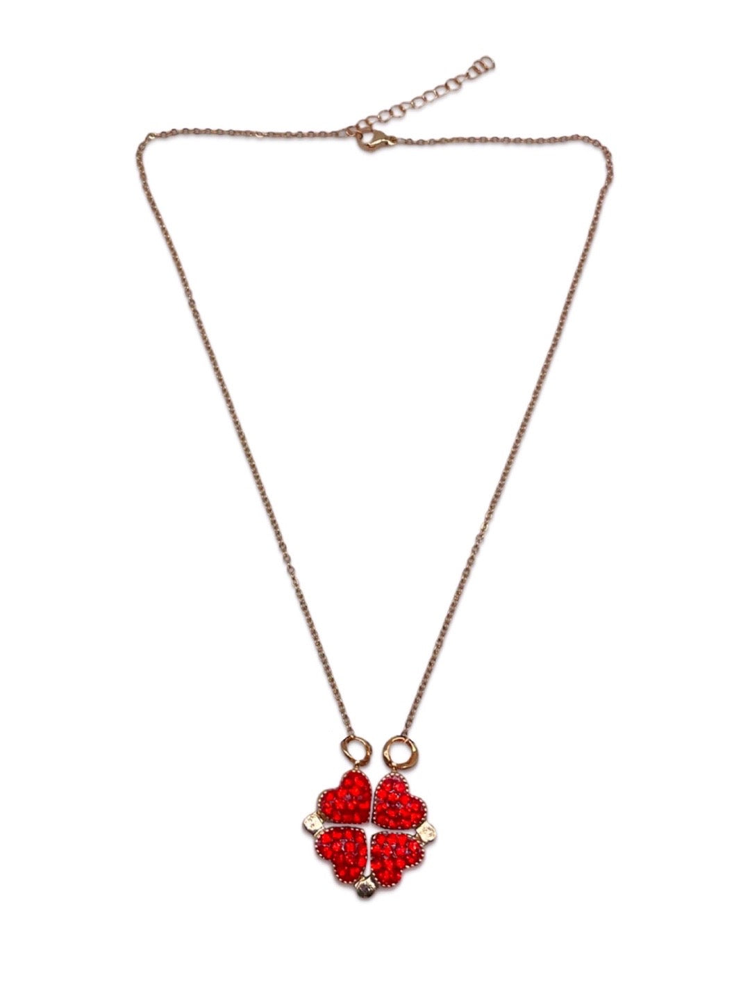 (Wear it 2 ways) Reversible Red/Black Sparkle Heart Necklace