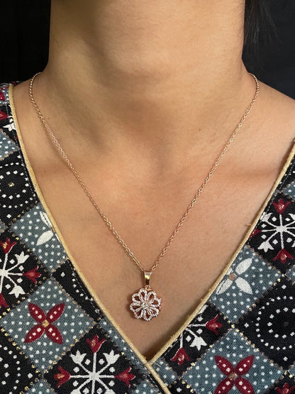 Rose Gold Flower Pendant Necklace Design