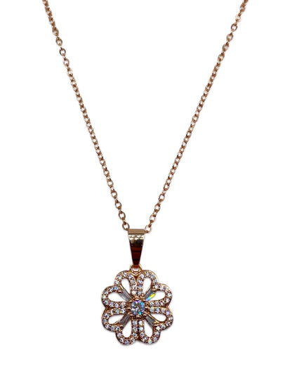 Rose Gold Flower Pendant Necklace Design