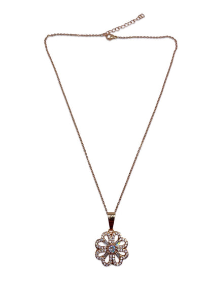 Rose Gold Flower Pendant Necklace Design