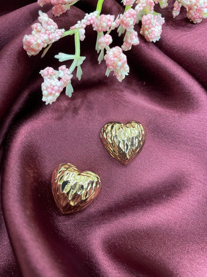 Gold-Plated Heart Stud Design Earrings