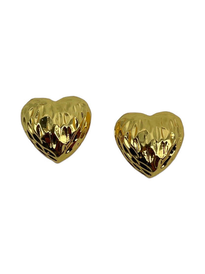 Gold-Plated Heart Stud Design Earrings