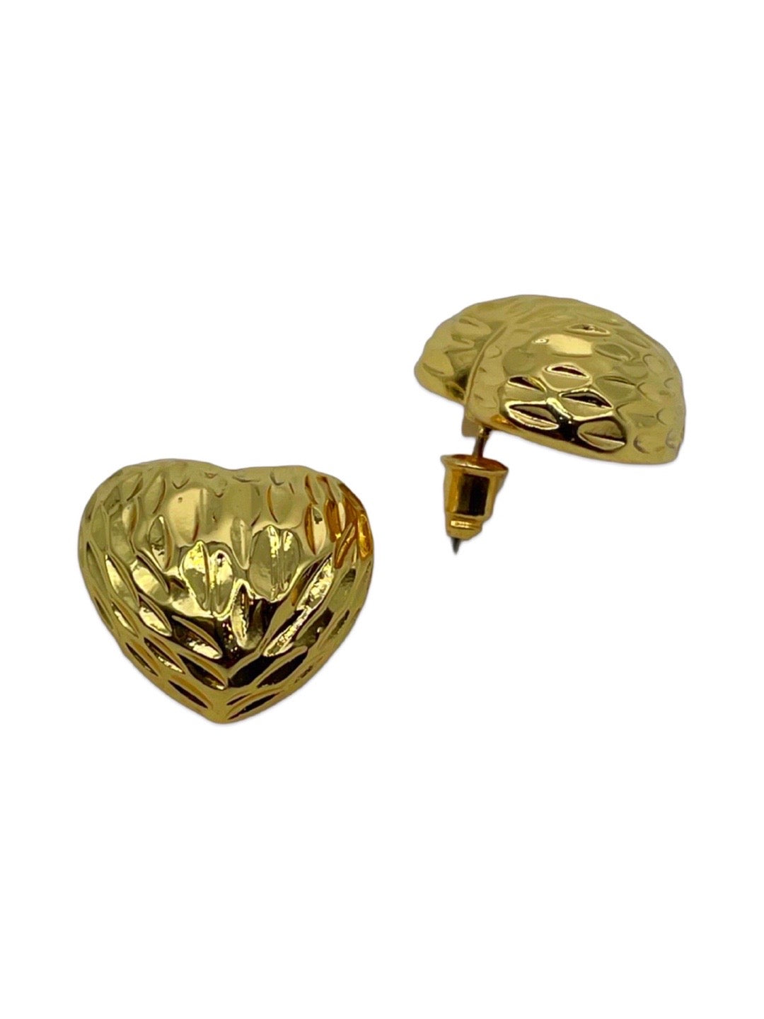 Gold-Plated Heart Stud Design Earrings