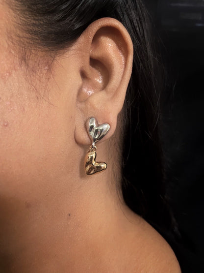 Gold/Silver-Plated Double Hearts Earrings