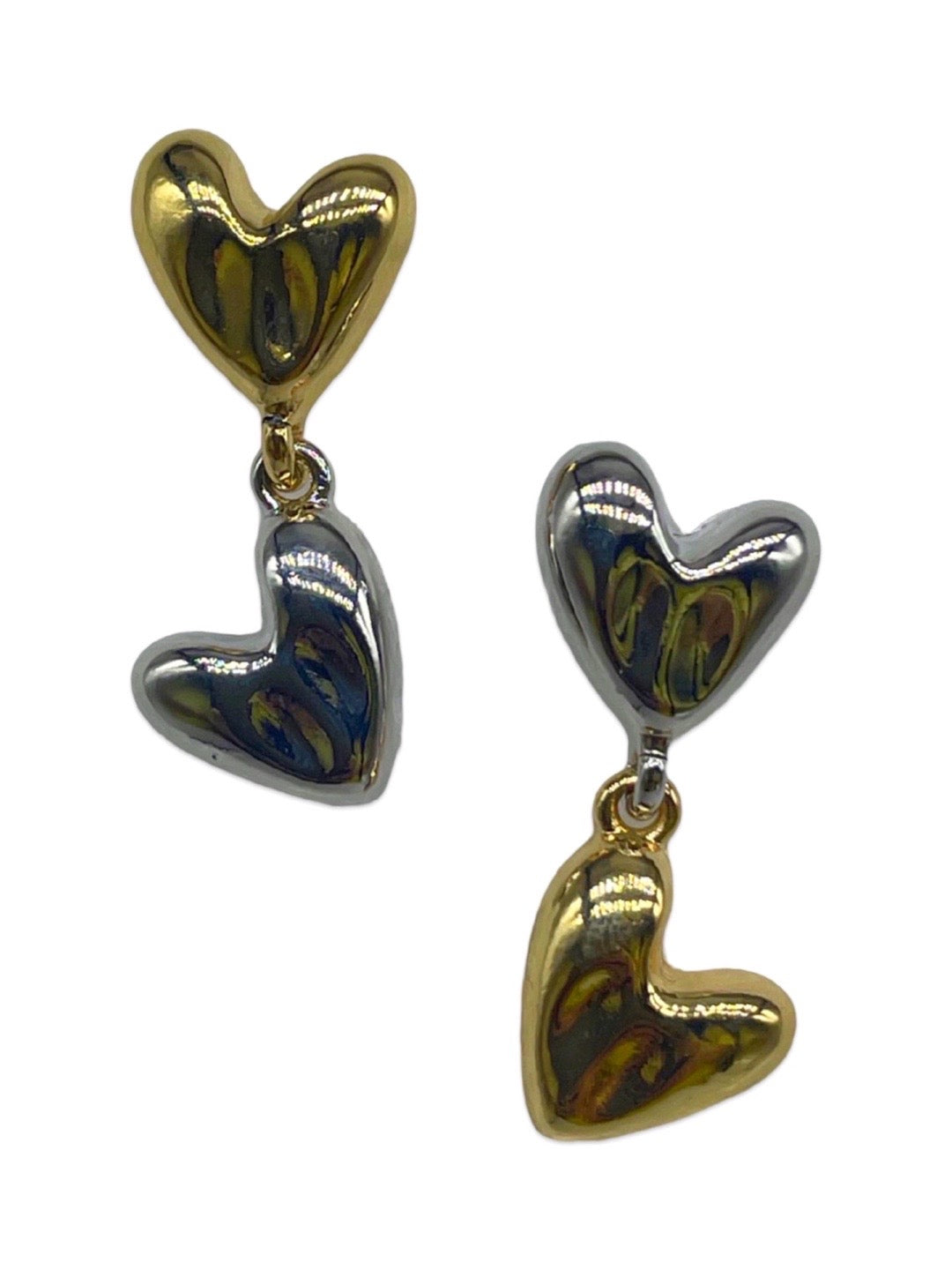 Gold/Silver-Plated Double Hearts Earrings