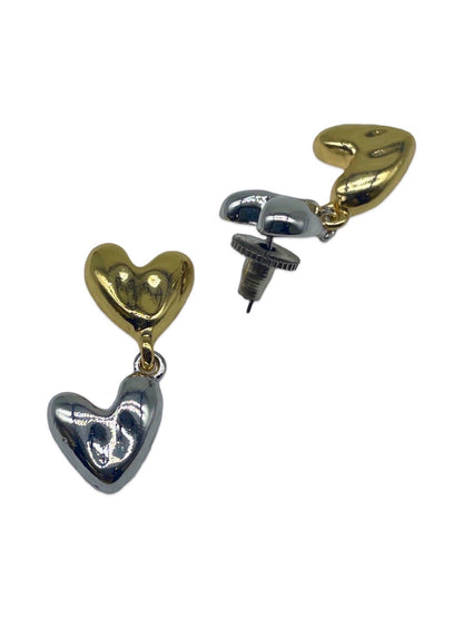 Gold/Silver-Plated Double Hearts Earrings