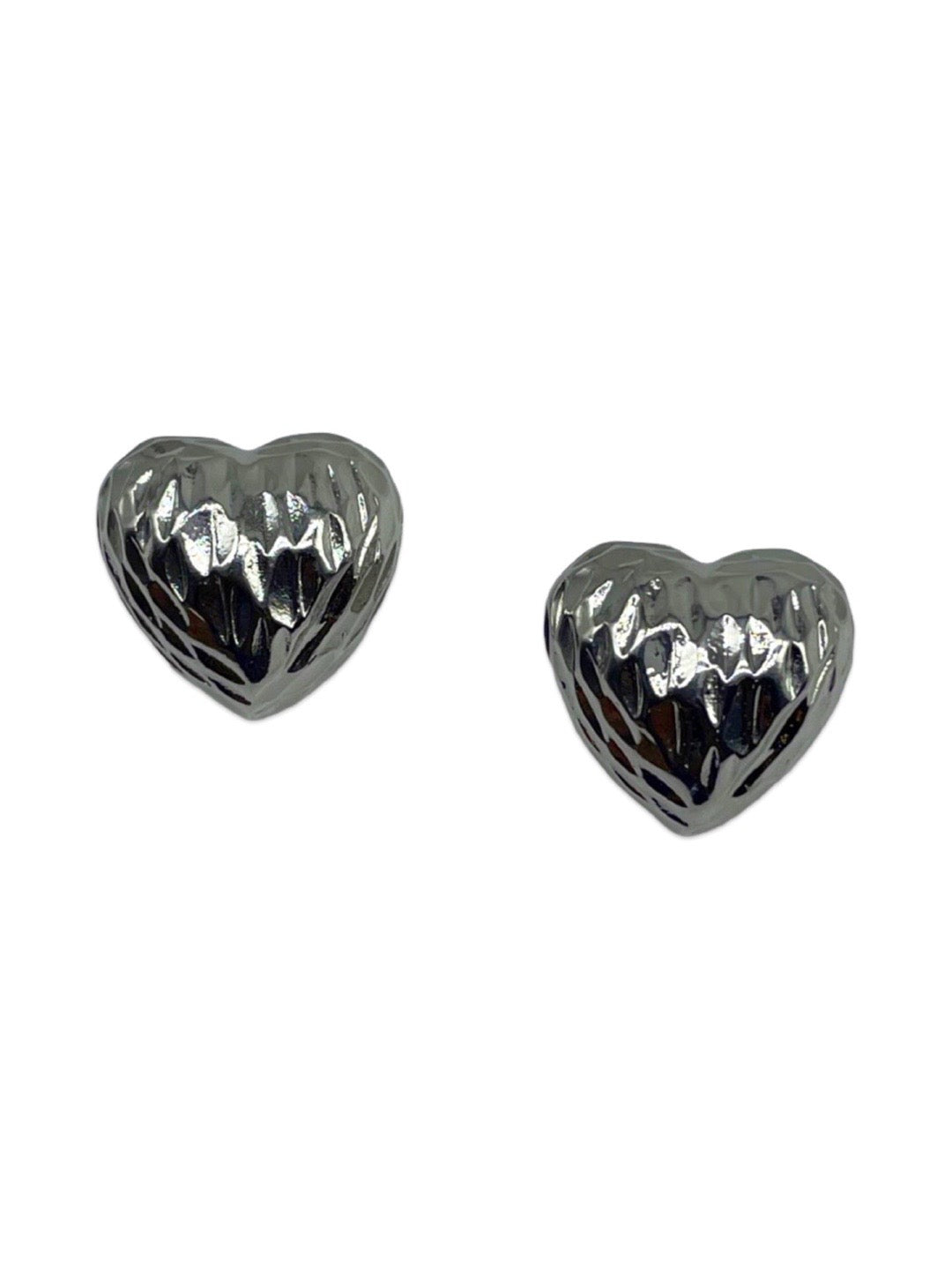 Silver-Plated Heart Stud Design Earrings