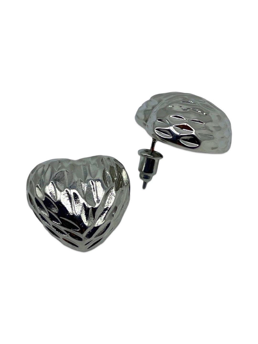 Silver-Plated Heart Stud Design Earrings