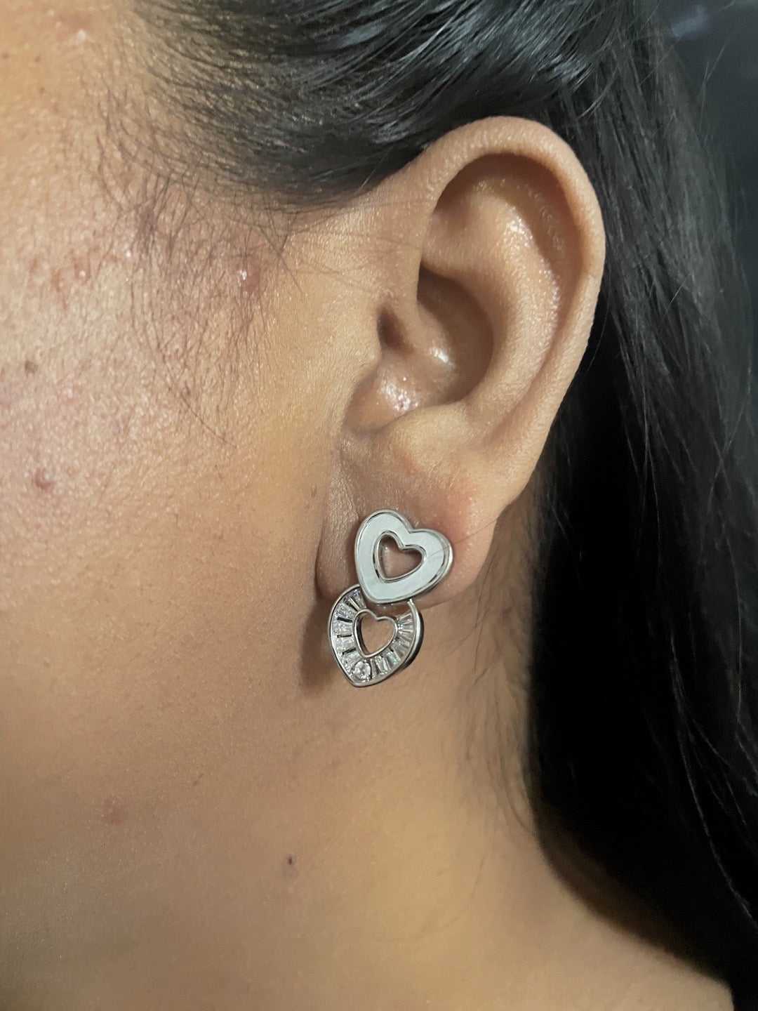 Fresh-water Pearl Hearts Stud Earrings