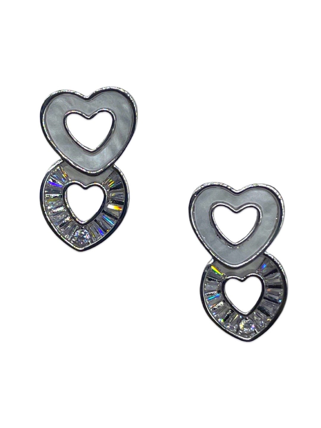 Fresh-water Pearl Hearts Stud Earrings