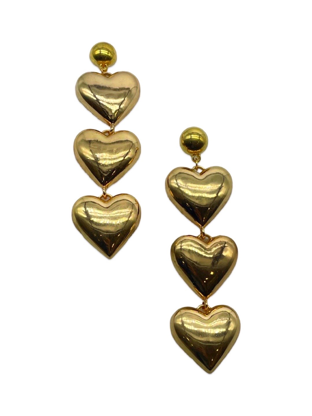 Triple Hearts Dangler Design Earrings