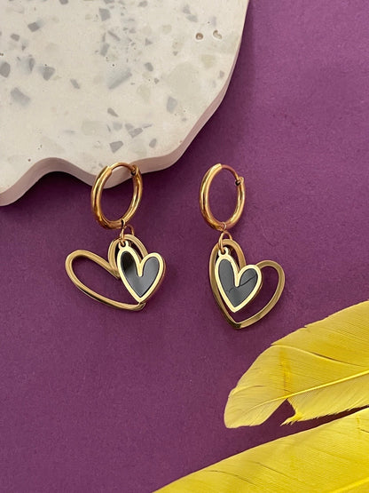 Double Hearts Dangler Design Earrings