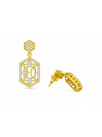Hexagon Shape With AD Pearl Short Necklace Set