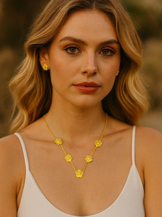 Gold Floral Necklace Set for Women | Elegant