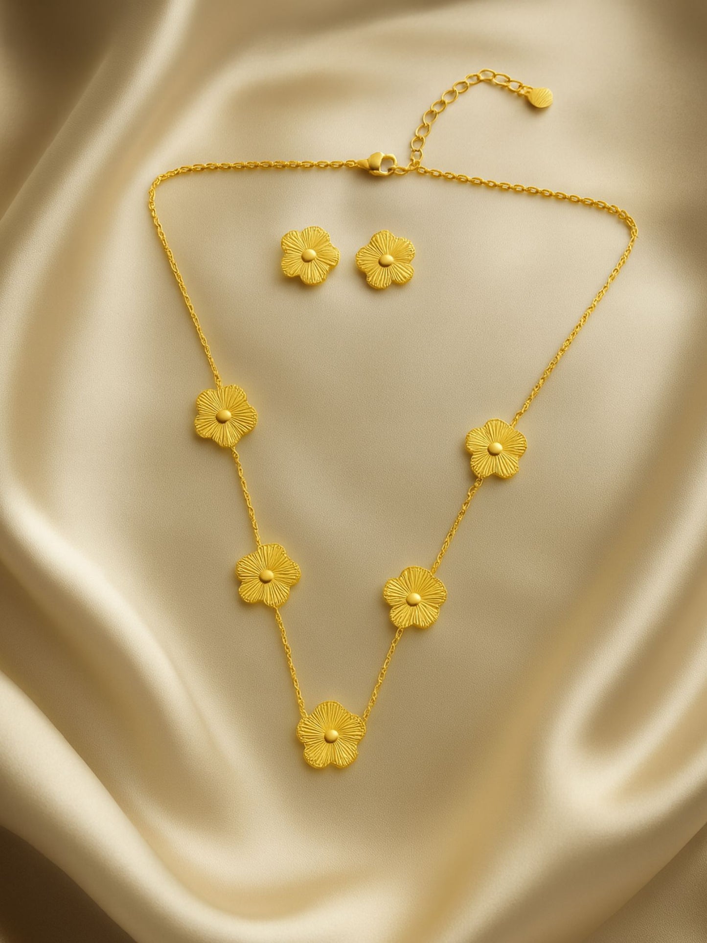Gold Floral Necklace Set for Women | Elegant