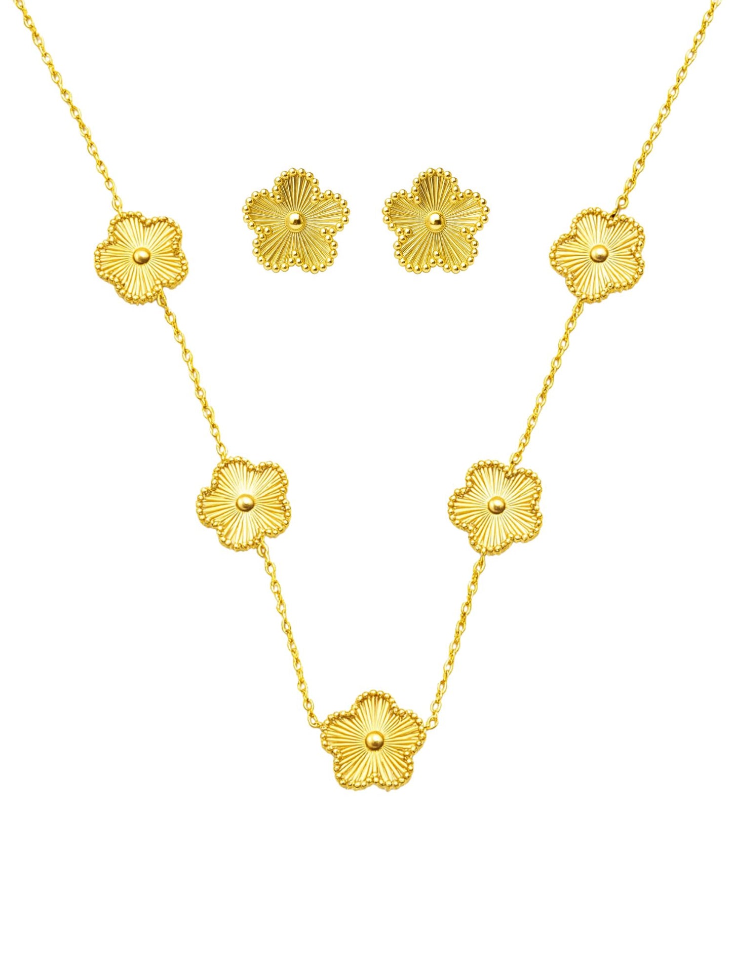 Gold Floral Necklace Set for Women | Elegant