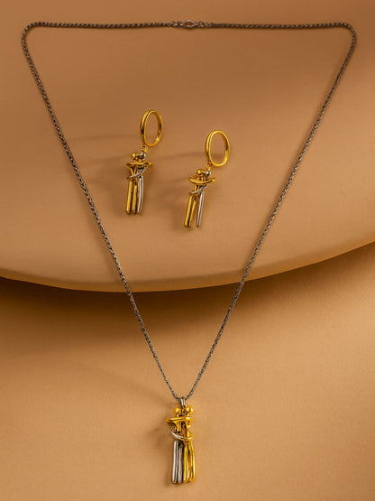 Two-Tone Hug Pendant Necklace Set for Women