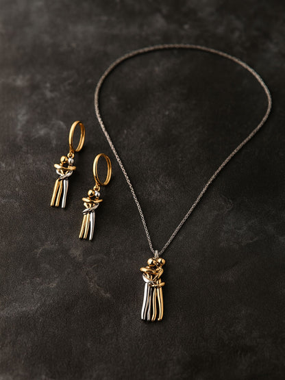 Two-Tone Hug Pendant Necklace Set for Women
