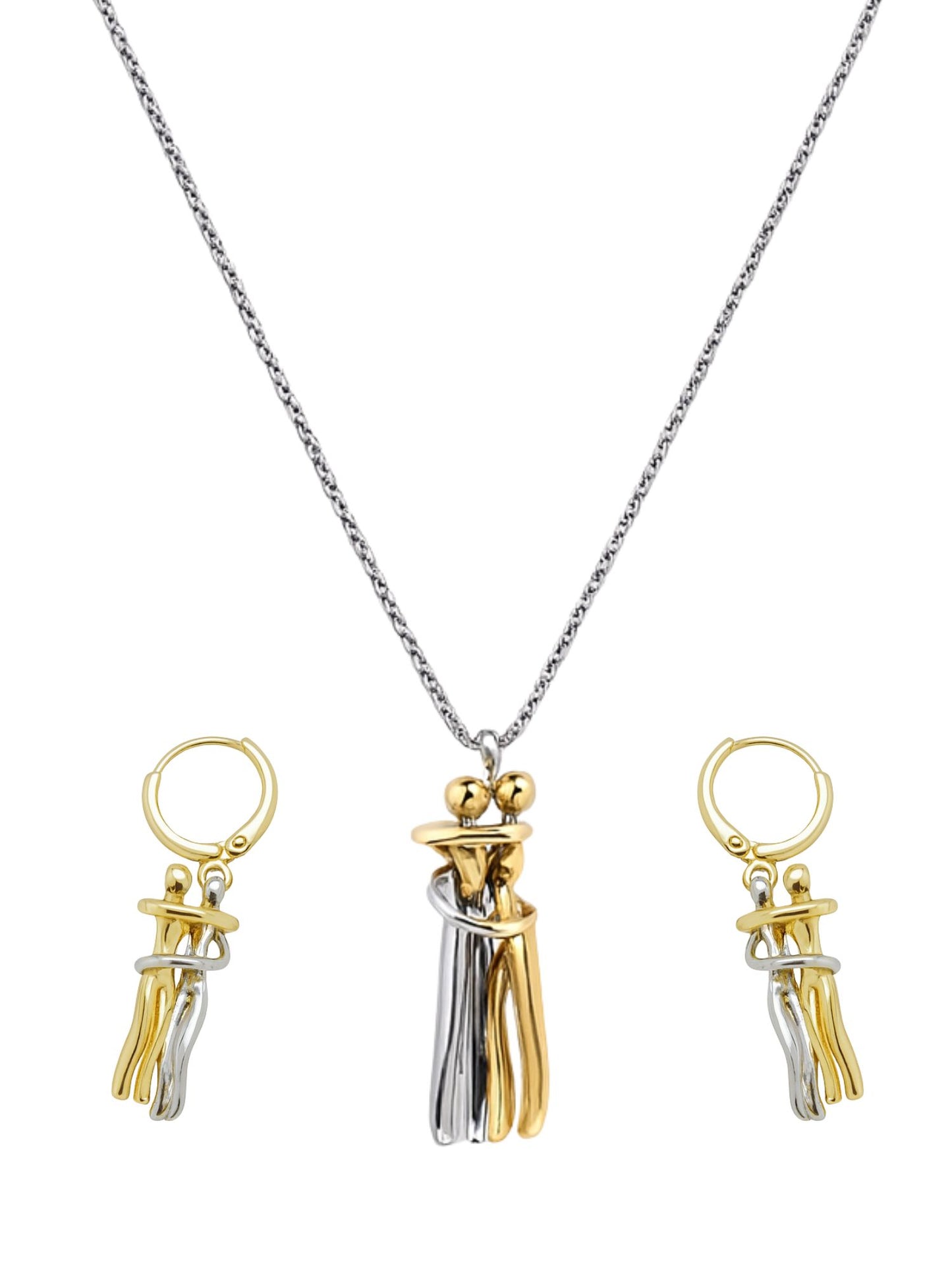Two-Tone Hug Pendant Necklace Set for Women