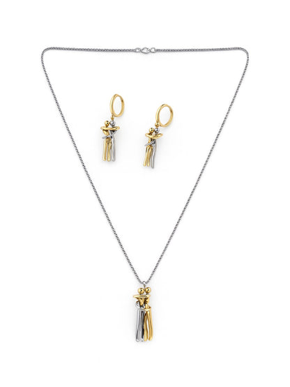 Two-Tone Hug Pendant Necklace Set for Women