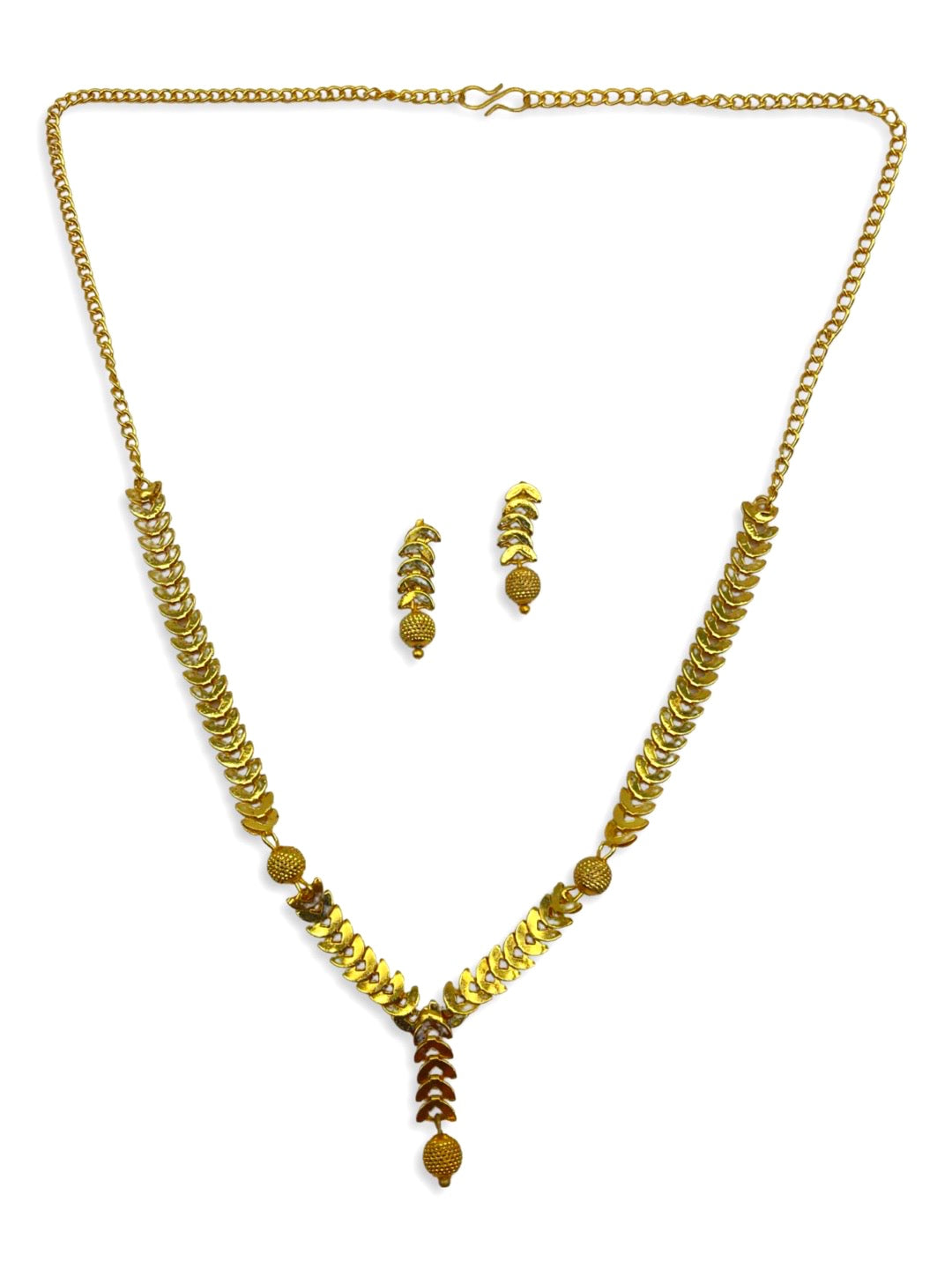 Leaf Pendant Chain Necklace Set & Earrings