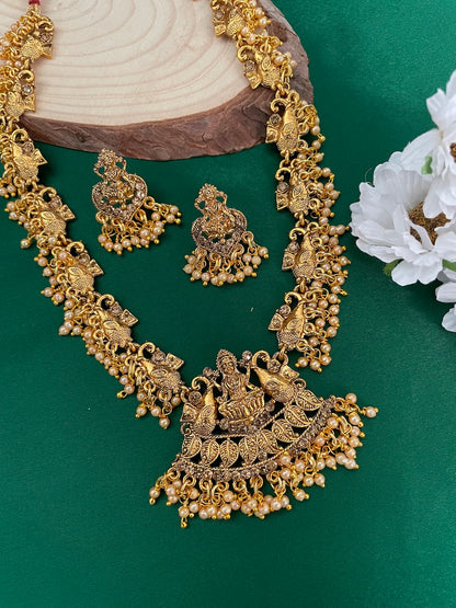 Laxmi Pearl Short Necklace Set Temple Jewelry