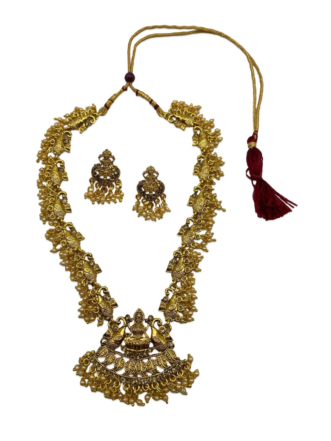 Laxmi Pearl Short Necklace Set Temple Jewelry