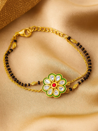 Kundan Flower Mangalsutra Bracelet