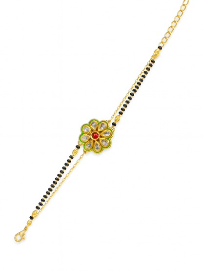 Kundan Flower Mangalsutra Bracelet