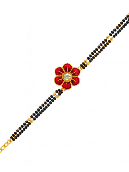 Enamel Kundan Flower Mangalsutra Bracelet