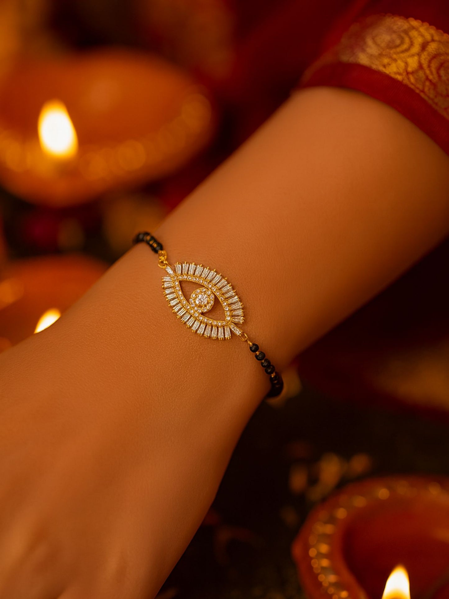 American Diamond Evil Eye Mangalsutra Bracelet
