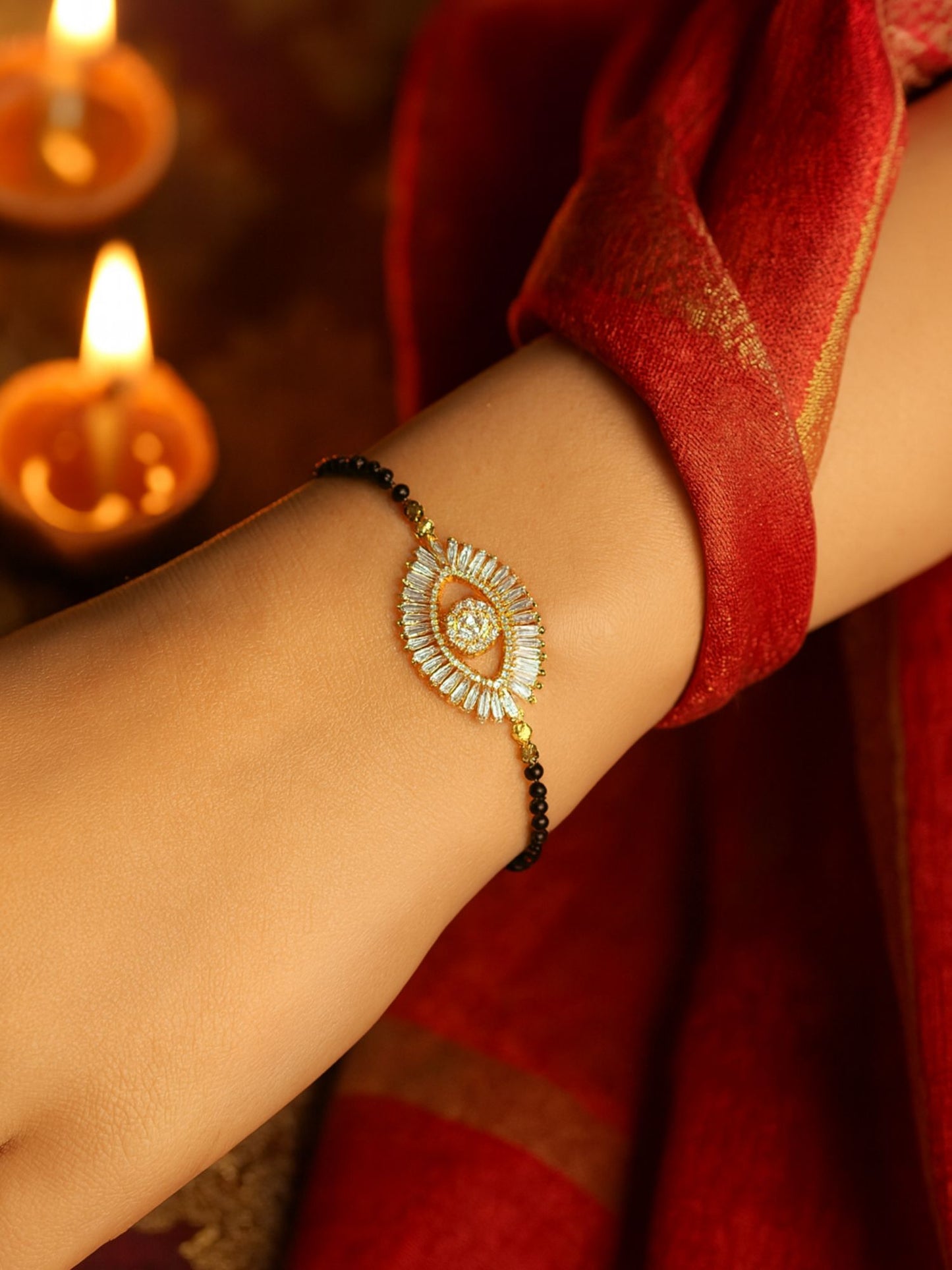 American Diamond Evil Eye Mangalsutra Bracelet