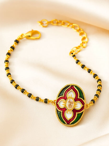 Enamel Flower Mangalsutra Bracelet