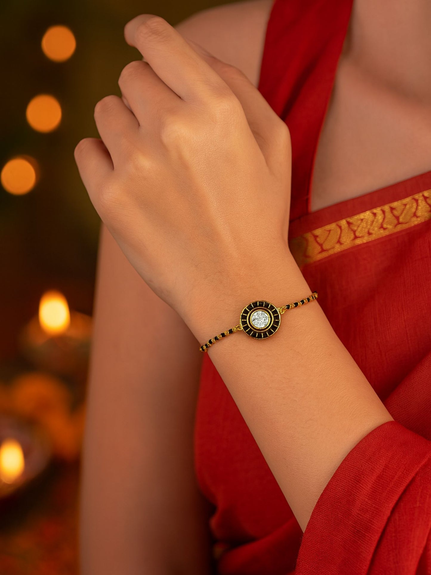 Kundan Round Shape Mangalsutra Bracelet