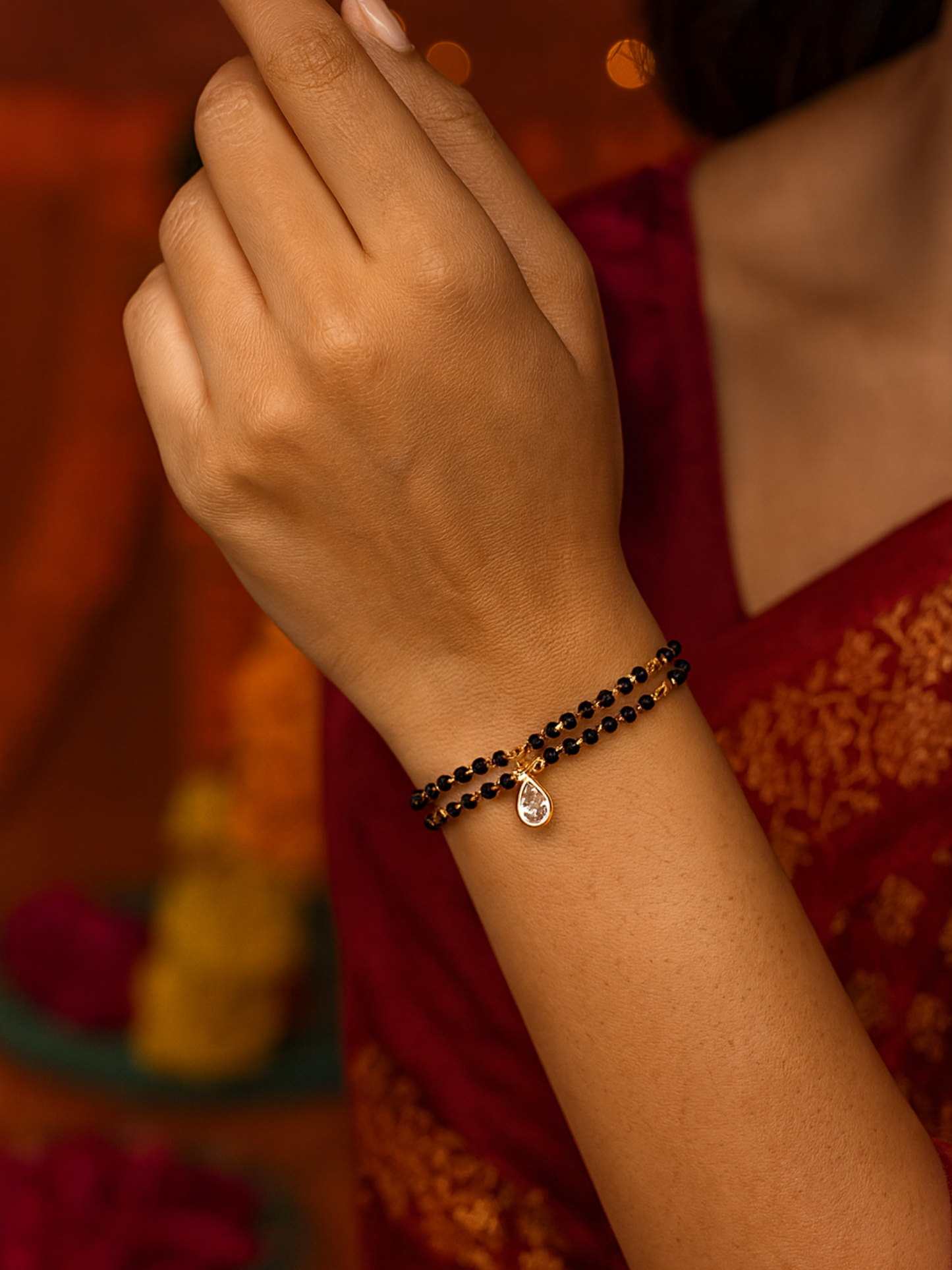 Drop Diamond Mangalsutra Bracelet