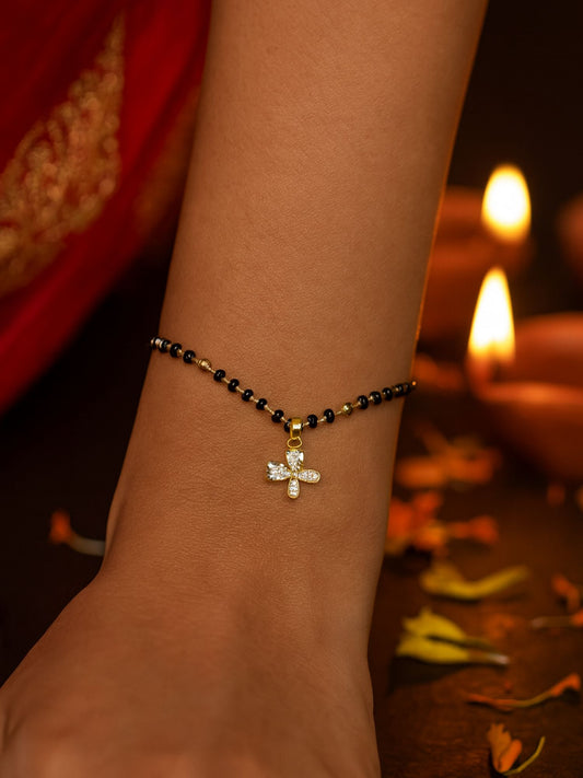 American Diamond Flower Mangalsutra Bracelet