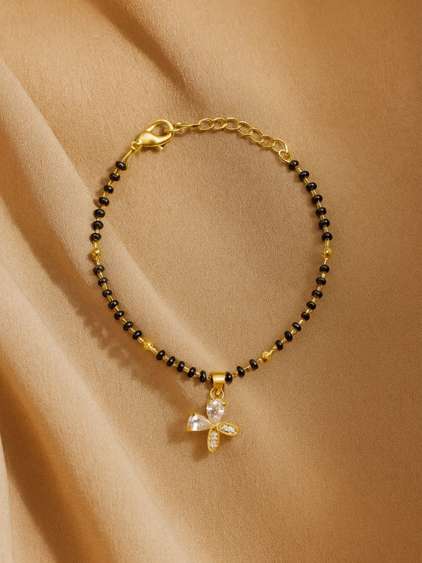 American Diamond Flower Mangalsutra Bracelet