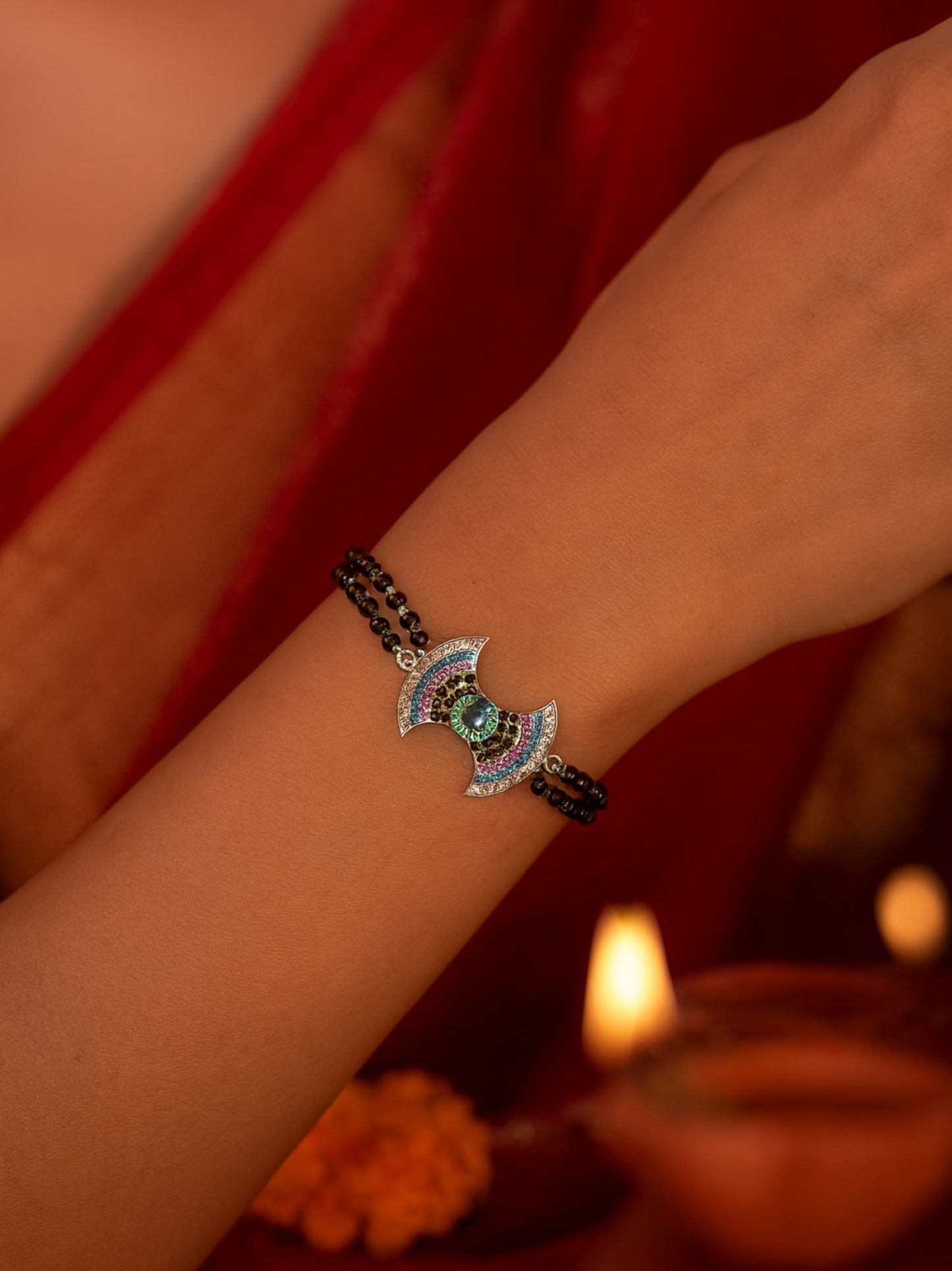 American Diamond Bow Mangalsutra Bracelet