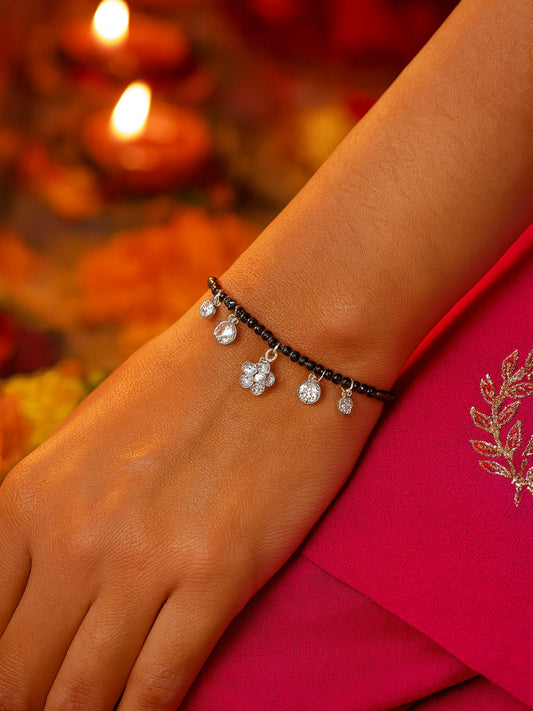 American Diamond Flower Mangalsutra Bracelet