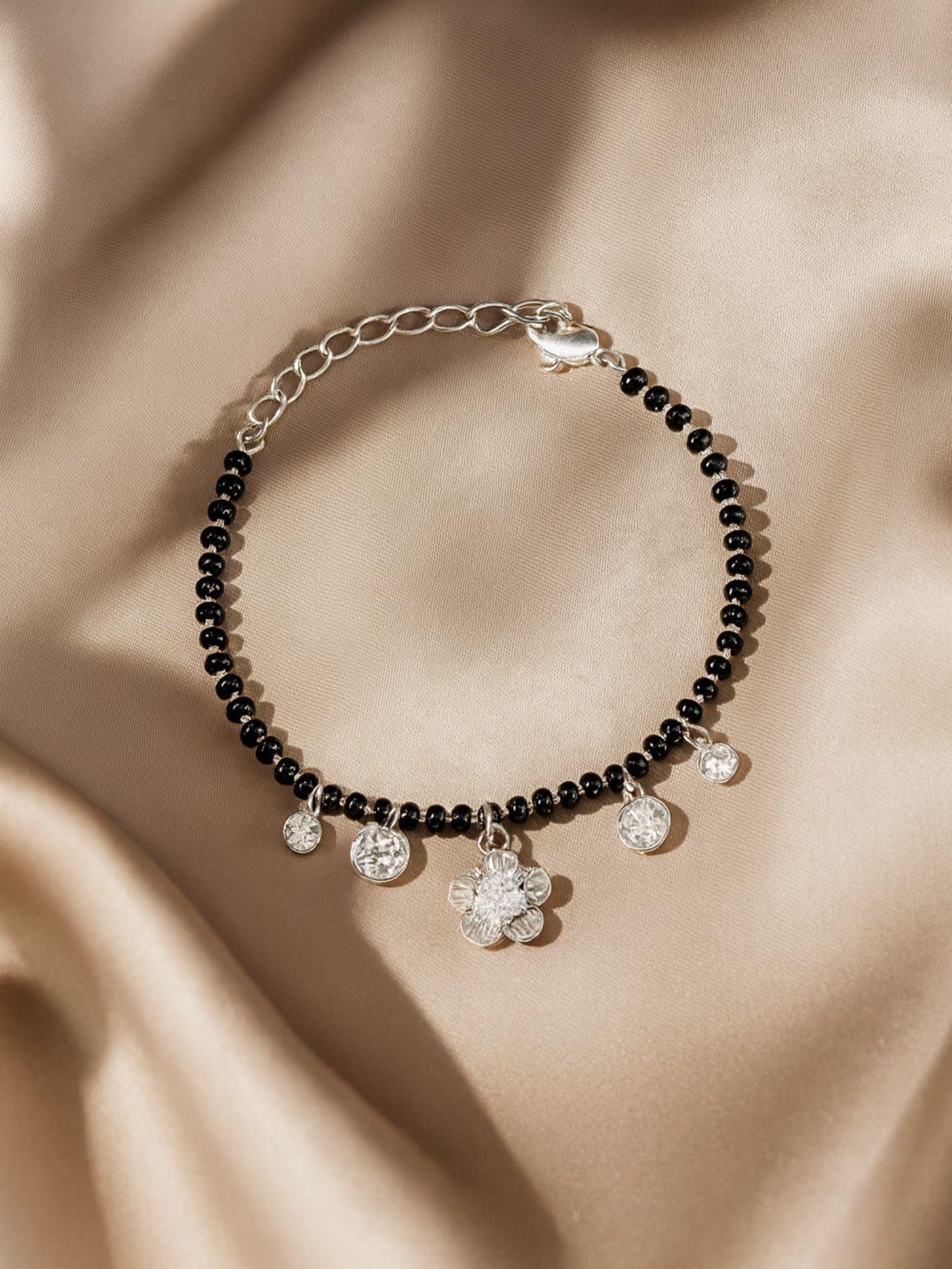 American Diamond Flower Mangalsutra Bracelet