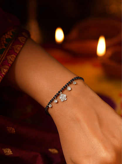 American Diamond Flower Mangalsutra Bracelet
