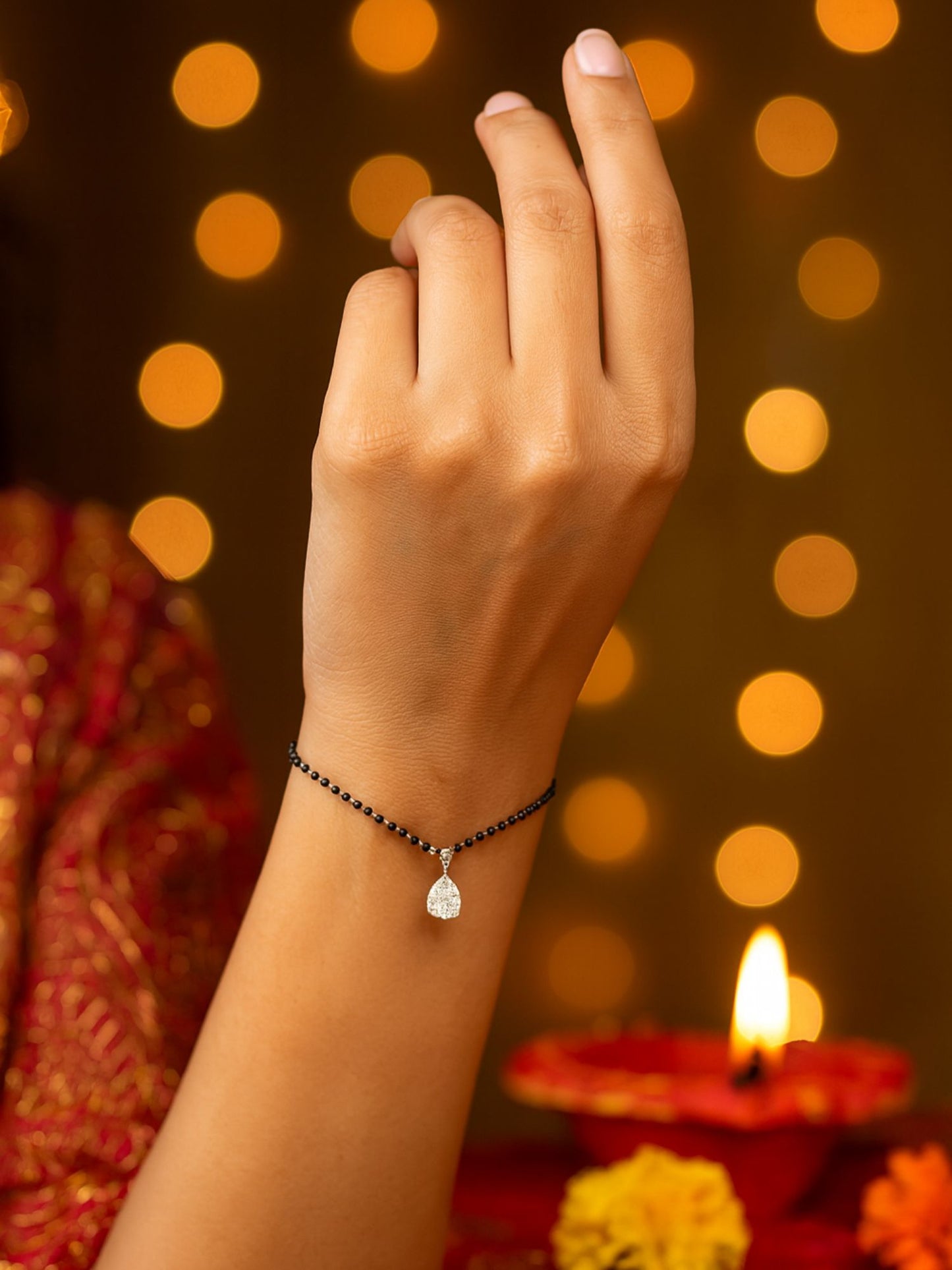 American Diamond Drop Mangalsutra Bracelet