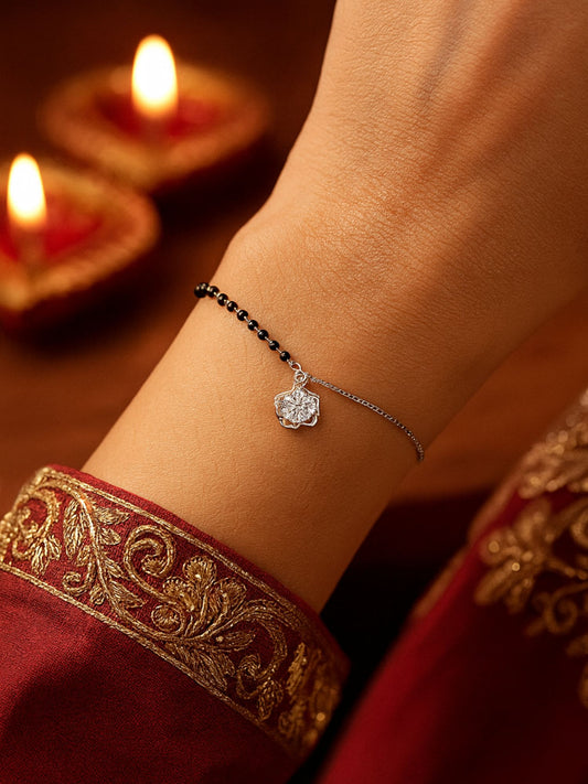 American Diamond Flower Mangalsutra Bracelet